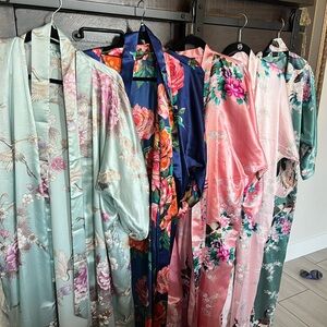 Lot of 5 Kimono Robes Cover Ups —Assorted Colorful Long Robes Like New